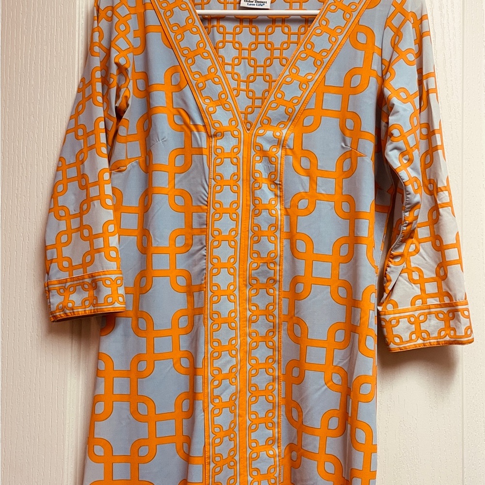 Orange and Gray Patterned Tunic. Gretchen Scott